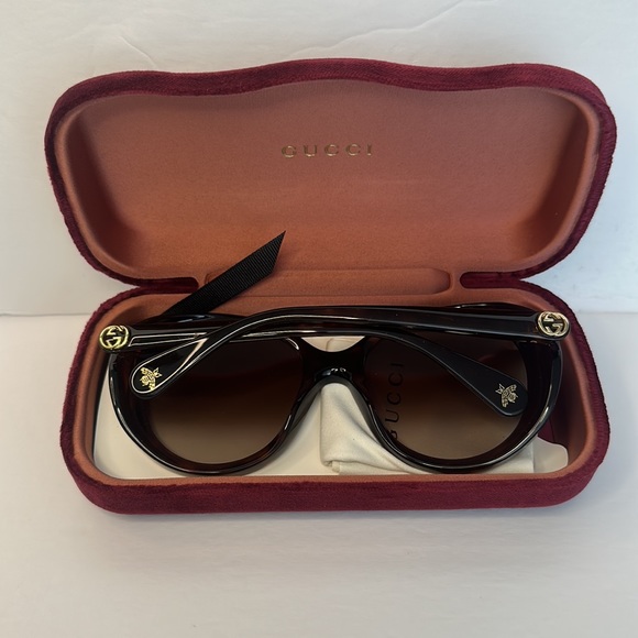 💯 - New Authentic - GUCCI Brown Gradient Oval Sunglasses GG0368S 002 55 - Picture 7 of 16